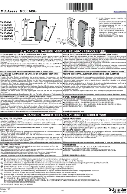 schneider施耐德TM5SA... _ TM5SEAISG Analog I_O Modules_ 说明书